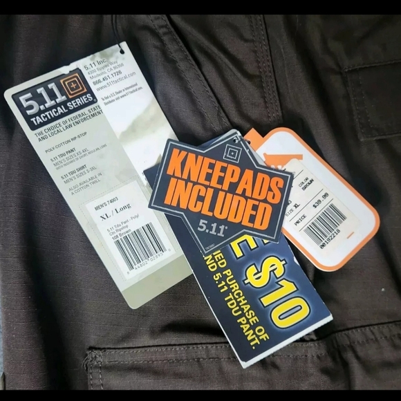 5.11 Tactical Men's XL Ripstop Teflon Polycotton Performance Pants Brown NWT - Picture 5 of 5